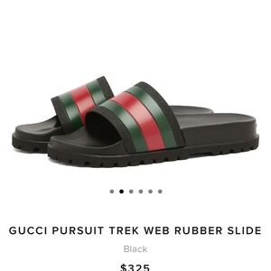 Gucci Black Slides with Red and Green Stripes